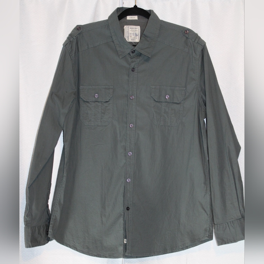 Alexander Julian Men’s XL Utility Button-Up Shirt Olive/grey - Picture 2 of 8